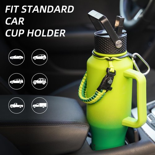 BJPKPK Insulated Water Bottles with Straw Lid, 35oz Metal Water Bottle with 2 lids & Paracord Strap, Double Wall Stainless Steel Tumbler with Handle, Reusable Cups, Mugs, Thermo, Sea