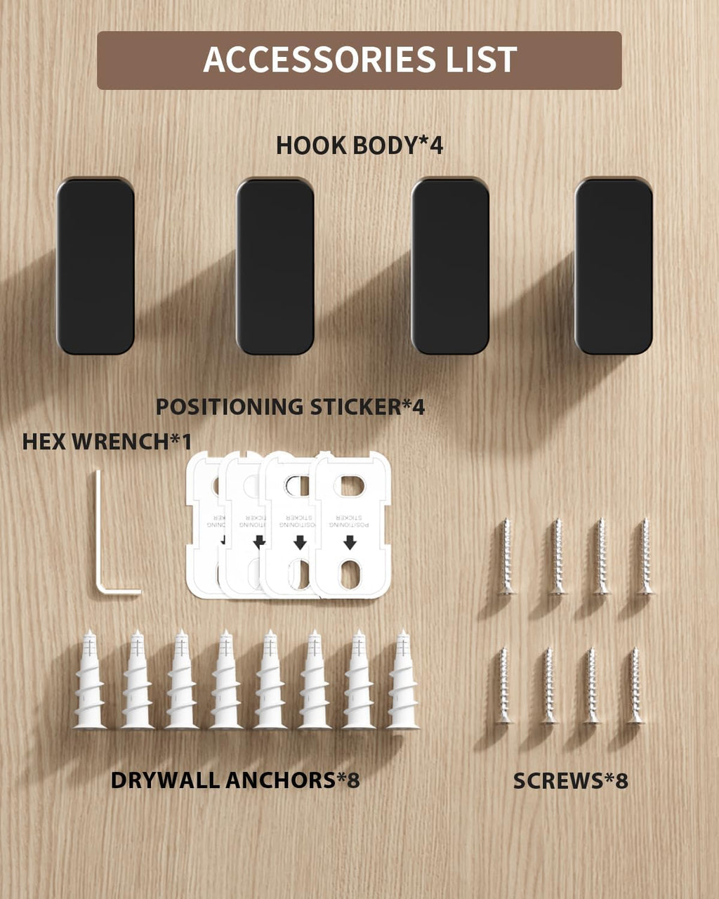 Skiennix Matte Black Towel Hooks - Heavy-Duty 4-Pack for Bathroom & Mudroom | Versatile Coat & Bag Hangers