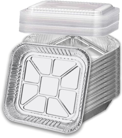 Heavy-Duty Aluminum Pans with Lids by [Brand Name] - 35-Pack Square Baking Trays for Grilling & Meal Prep