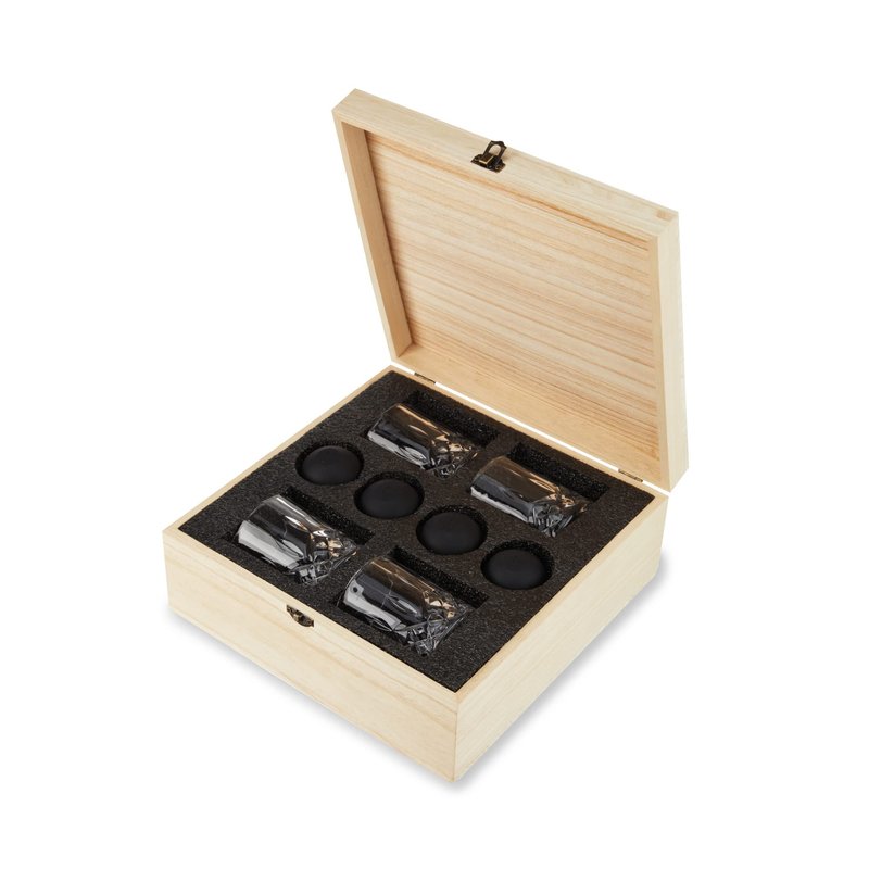 Viski Whiskey Glasses and Ice Sphere Molds Set in Wooden Gift Box, Stylish Lowball Glasses and Silicone Ice Molds, Elegant Barware for Cocktails, Margarita, Bourbon, Home Bar, Wedding Gifts, Set of 8