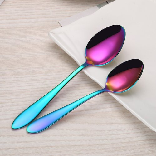 Titanium Rainbow Plated Stainless Steel Flatware Set 20 Piece, Rainbow Silverware Set Service for 4