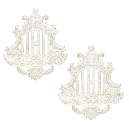 Sungmor 2-Piece Gothic Floating Shelves, Heavy-Duty Cast Iron, Small Old-Fashioned Wall Display Ledges, Antique White, Hanging Shelves for Indoor Outdoor Wall Decor