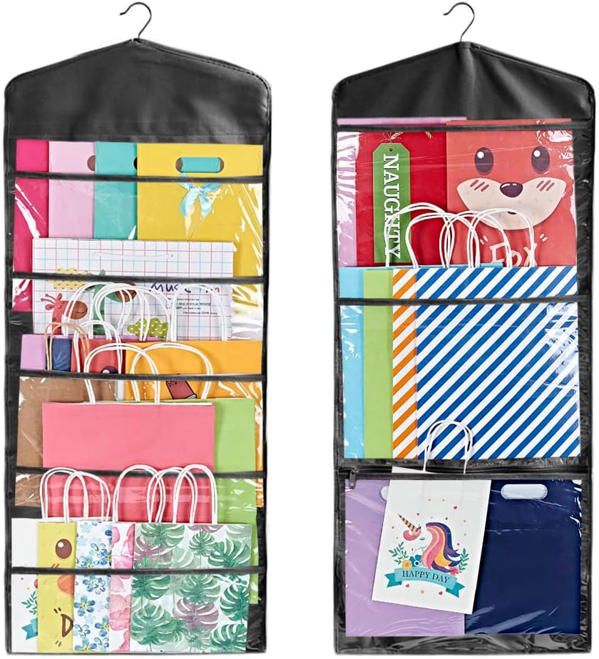 ProPik Gift Bag Storage Organizer - Double-Sided Design with Multiple Pockets | 38 x 16 Inch PVC (Full Black)