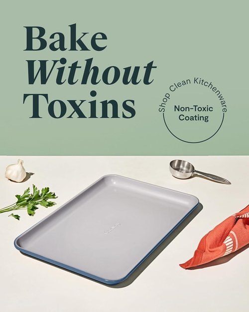 Caraway Non-Stick Ceramic Baking Sheet - Non-Toxic PTFE & PFOA Free - Ideal for Baking & Roasting - Medium (15" x 10") - Slate