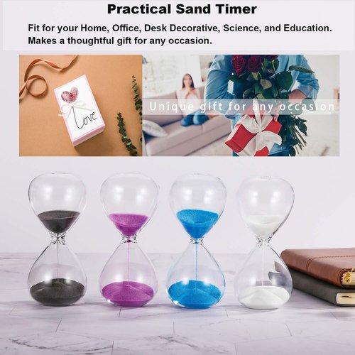 SuLiao Hourglass 60 Minute Sand Timer: 5.1 Inch Black Sand Clock, Large Sand Watch 60 Min, Unique 1 Hour Glass Sandglass for Kids, Games, Classroom, Home, Desk, Office Decorative