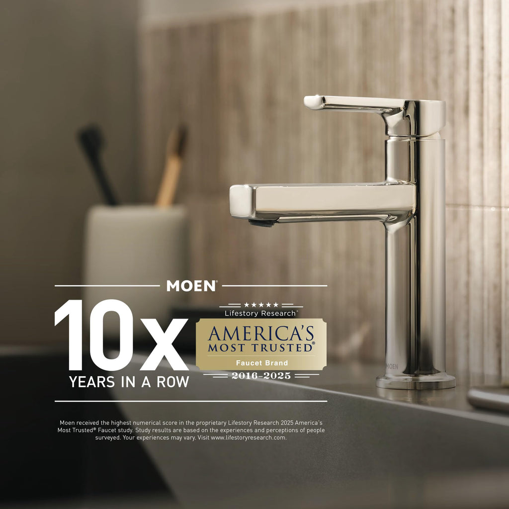 Moen DN6890BN Sage 22.75-Inch Wide x 5-Inch Deep Decorative Glass Bathroom Vanity Shelf, Brushed Nickel