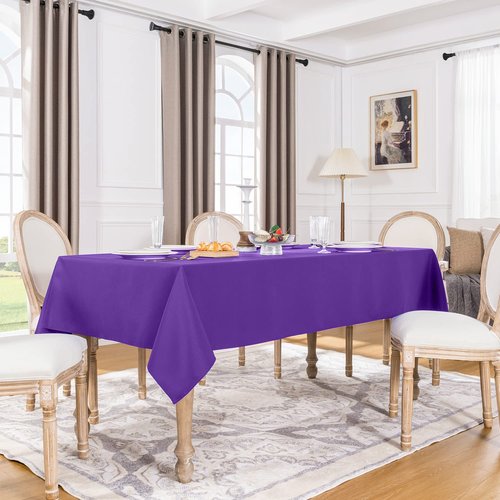 Softalker Rectangle Tablecloth, Waterproof & Stain Resistant Table Cloths Wrinkle Free Fabric Washable 210GSM Polyester Table Cover for Spring/Party/Outdoor - 60 x 102 inch,Purple