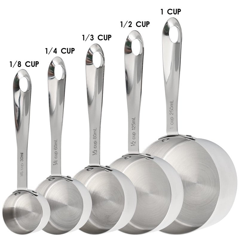 Nstezrne Stainless Steel Measuring Cups and Spoons Set of 12, 5 Dry Measuring Cups and 6 Measuring Spoons With Leveler for Kitchen