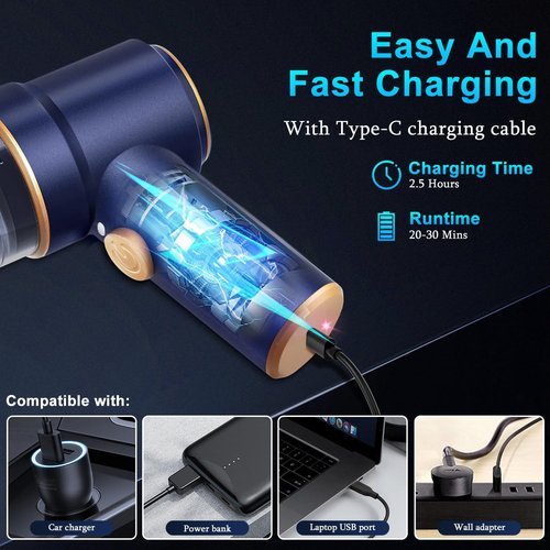 KMM Handheld Car Vacuum Cleaner - 9000Pa High Power with LED Light & Multi-Nozzles | Ideal for Home & Pet Use