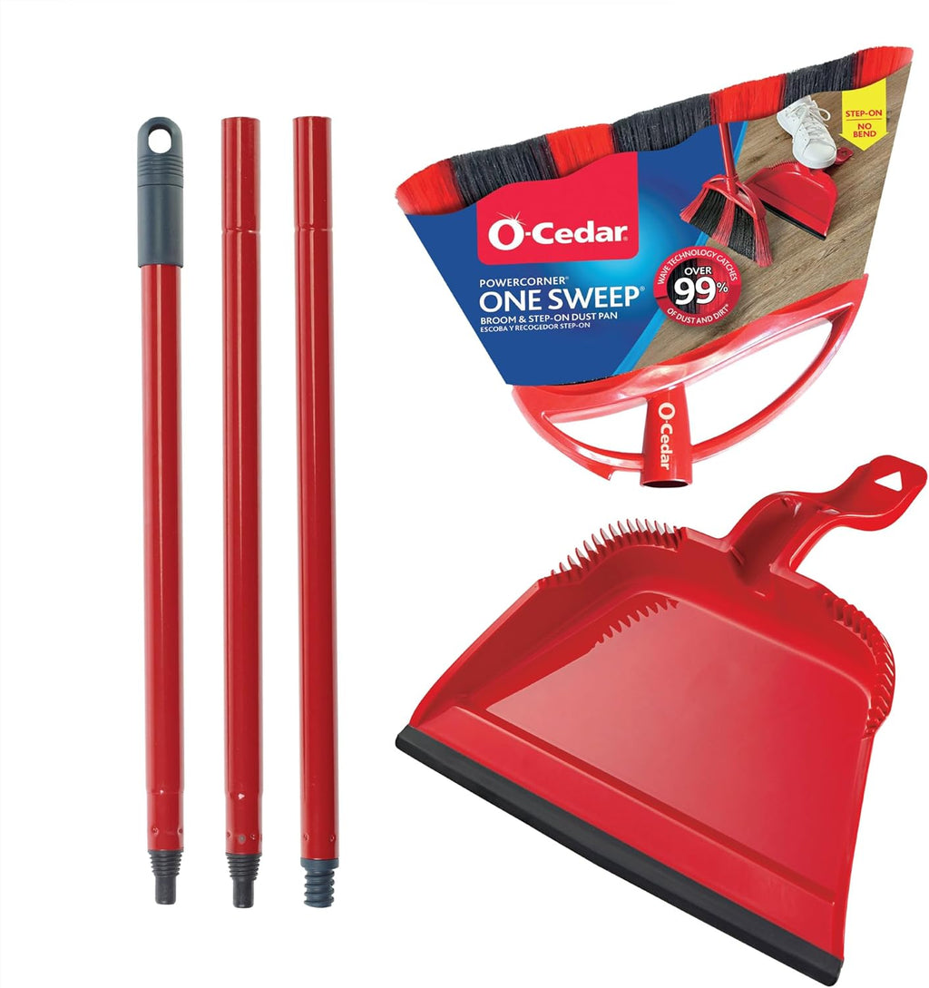 O-Cedar One Sweep Broom - Lightweight Step-On Dustpan for Effortless Pet Hair Removal | Quiet Cleaning Tool
