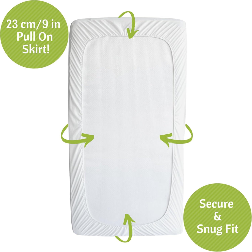 Vesta Baby Crib Mattress Protector - Noiseless Waterproof Pad Cover | Soft Jacquard Bamboo Rayon Fitted Sheet - 52” x 28”
