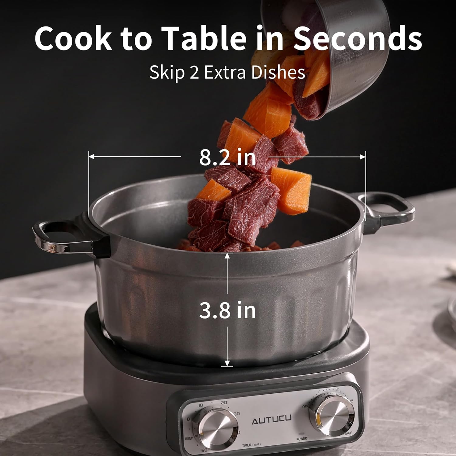 N74SNA Electric Hot Pot Multi-Cooker - 2.5 Quart Nonstick Grill & Steamer Set for Soup, Steak, Ramen