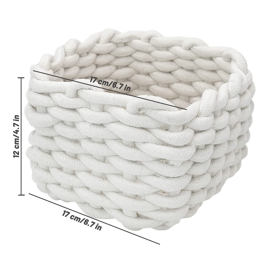 Small Storage Decorative Basket, Cotton Rope Woven Shelf Basket for Little Items, Cute Box Organizer for Baby Room, Nursery, Bedroom