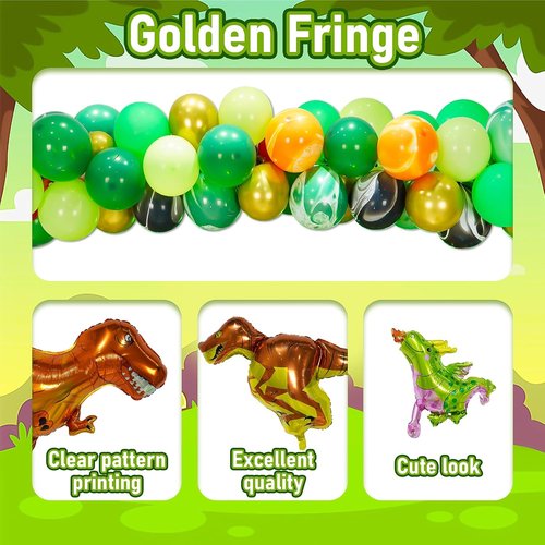 GoGoGoodie Dinosaur Theme Birthday Party Decorations - Fun Green Dino Decor for Kids Ages 3-12