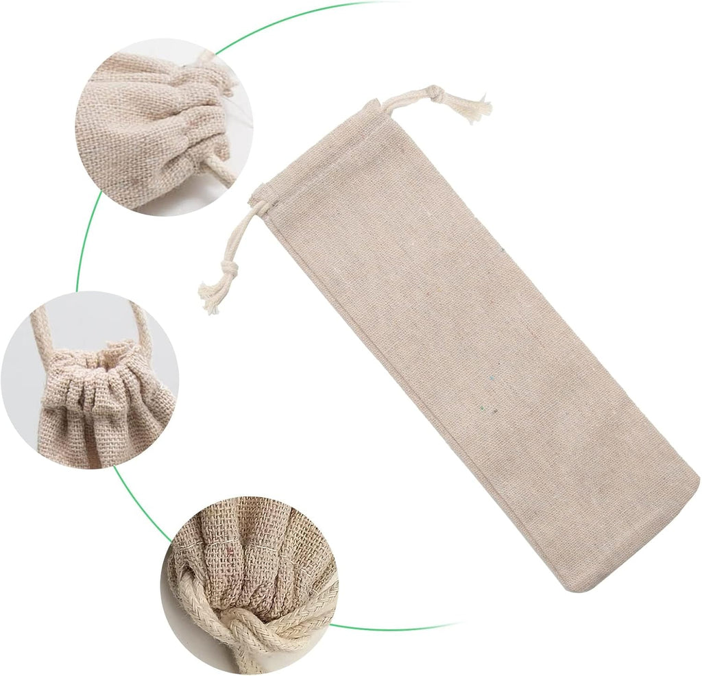 Saihisday Portable Cotton & Linen Pouch Bags - 20 Pcs Reusable Straw & Cutlery Storage | Ideal for Home Kitchen