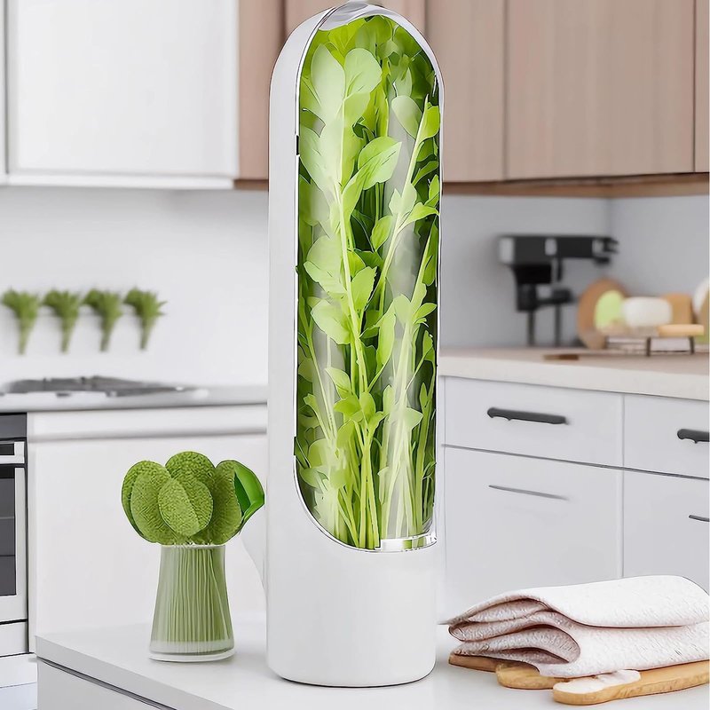 HVECT Herb Saver for Refrigerator, Herb Saver Pod Cilantro Containers for Refrigerator, Fresh Herb Keeper for Cilantro, Parsley, Asparagus, Mint, Keeps Vegetables for 2-3 Weeks (2PCS)