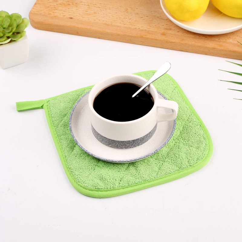 100% Cotton Kitchen Everyday Basic Terry Pot Holder Heat Resistant Coaster Potholder for Cooking and Baking Set of 5 Navy Blue