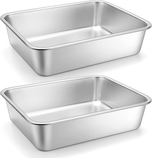 Homikit Lasagna Pan Set - 3 Inch Deep Stainless Steel Baking Dish | 9x13 Roasting Tray, Rustproof & Dishwasher Safe