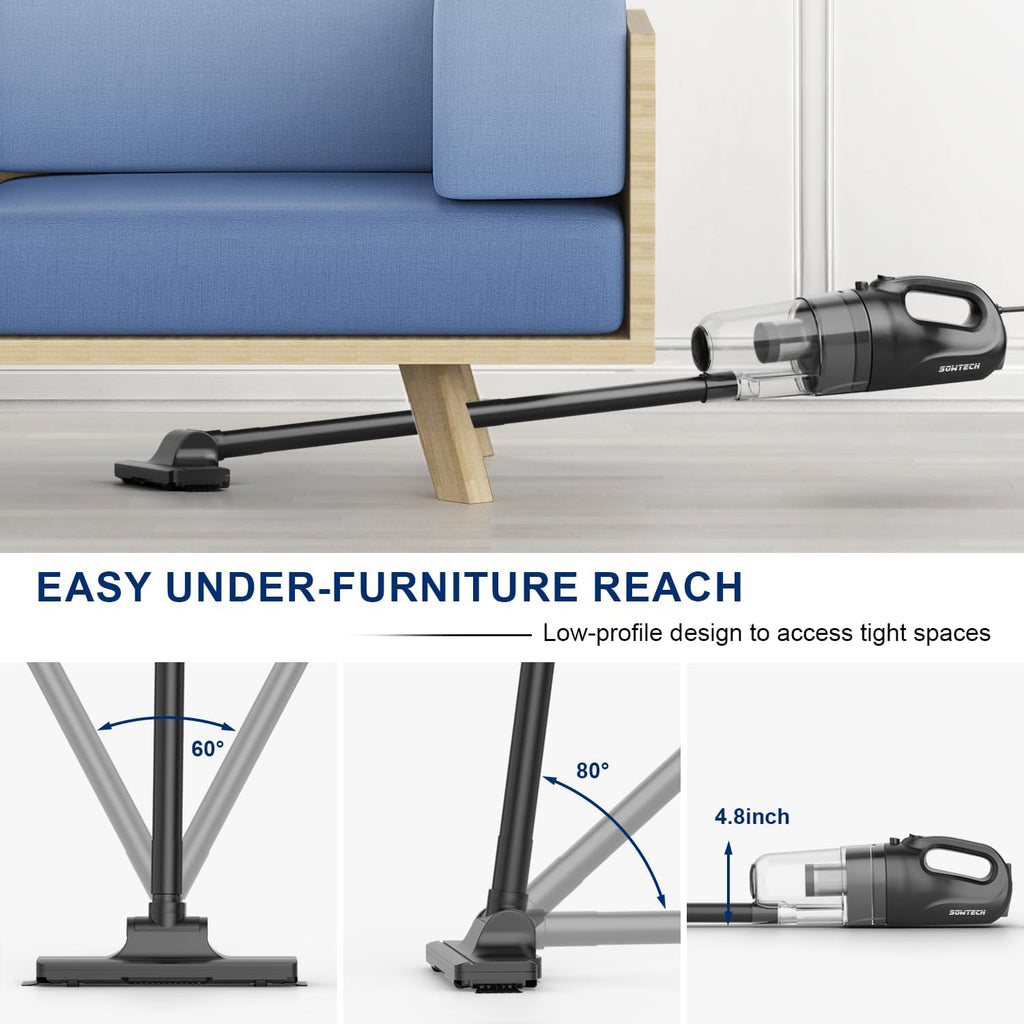 SOWTECH Corded Vacuum Cleaner for Home, Hard Floor Stick Vacuum with 23Ft Long Cord, Powerful Suction Lightweight Vacuum for Hardwood Floors