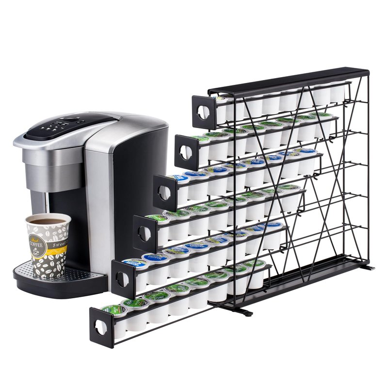 Rice rat k cup Holders for 6 Tier Coffee Pod Holder,Black Metal Space(48 pods)