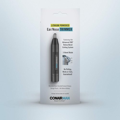 ConairMan Nose Hair Trimmer - Cordless 360 Bevel Blade for Effortless Ear, Nose & Eyebrow Grooming