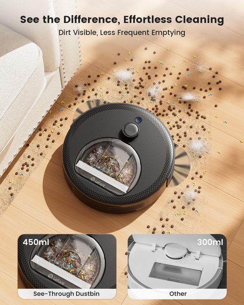 Lefant M330 Pro LiDAR Robot Vacuum & Mop - 450ml Dustbin, 190° Obstacle Avoidance, 150 Mins Runtime | Multi-Floor Mapping
