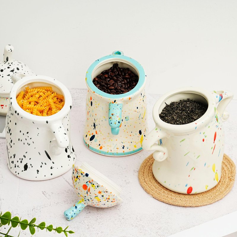 Antetek Canister With Attitude,Large Capacity Cute Sassy Storage Canister,Interesting food jars, stylish airtight large ceramic lids, coffee, tea, sugar and spice storage jars with spoons (Colour)