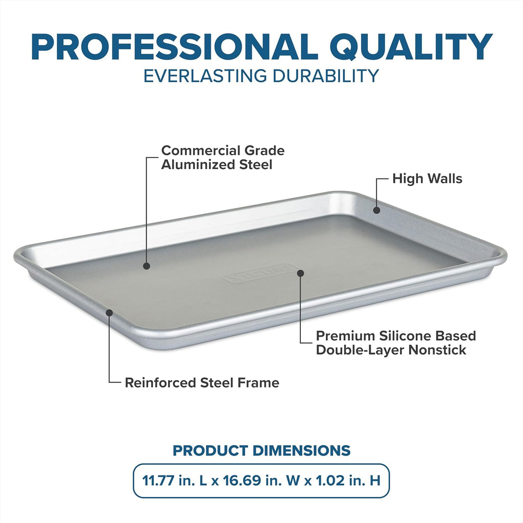 Viking Premium 15-Inch Nonstick Baking Sheet Pan - PFAS-Free Heavy Gauge Aluminized Steel | Oven Safe to 475°F