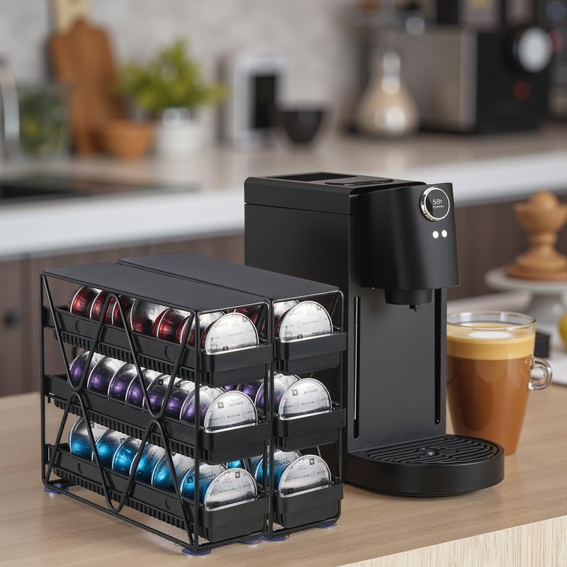 MEAERTON coffee Pod Holder 3 Tier Coffee Pod Holder For Countertop With 24 pods,Black 1pcs