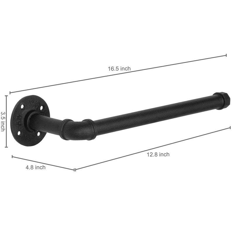 MyGift Paper Towel Holder Under Cabinet Paper Towel Holder Wall Mount, Industrial Pipe Matte Black Hanging Kitchen Towel Rack