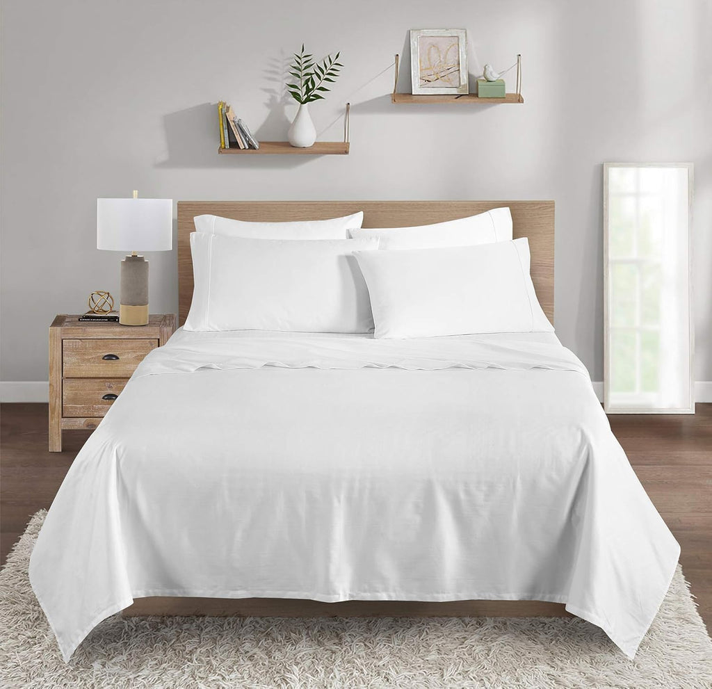 Skiennix Viscose Sheet Set - Luxuriously Soft 100% Rayon Bamboo | King Size, 4-Piece with Deep Pockets - White