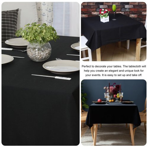 JALANCY 4 Pack Square Table Cloth 70x70 Inch Black Tablecloth Machine Washable Fabric Polyester Table Cover for Dining, Buffet Parties, Picnic, Events, Weddings and Restaurants（Black）