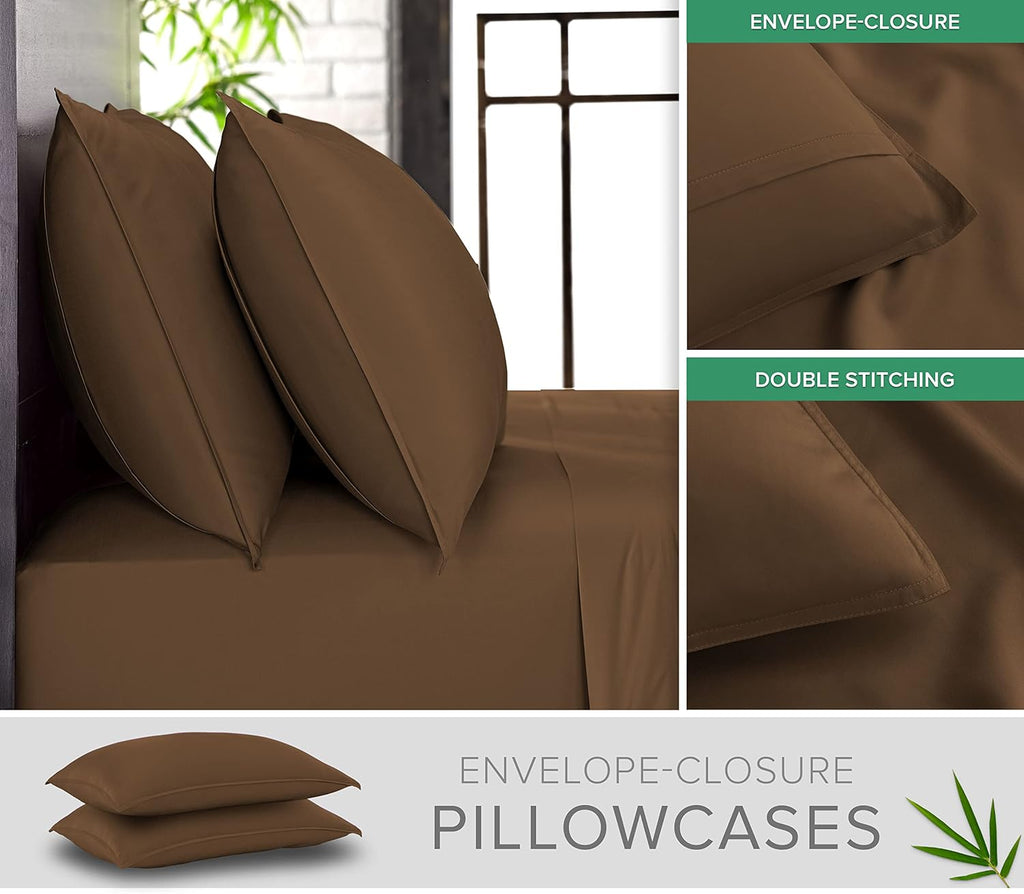 Pure Bamboo Twin Sheets - Luxuriously Soft & Cooling 100% Organic Viscose Bed Set | Double Stitching, Coconut Husk