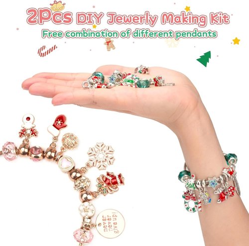 Advent Calendar 2025 - Girls' Pink DIY Charm Bracelet | 24-Day Xmas Countdown Gift for Teens