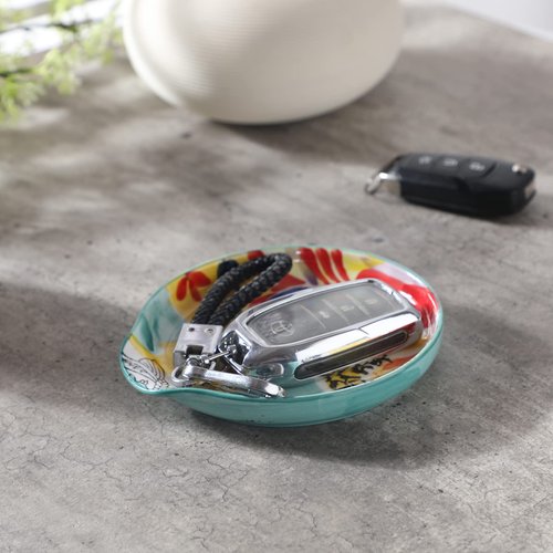 Colorful Hand Painted Spoon Rest 5 Inches Ceramic Spoon Holder for Kitchen Counter Stove Top, Dishwasher Safe, Multicolor (Set of 2)