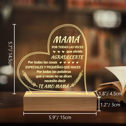 Petalsun Regalos para Mama, Engraved Wooden Base Lamp, Regalo de Cumpleaños para Mamá Mujeres, Birthday Gifts for Mom from Daughter Son