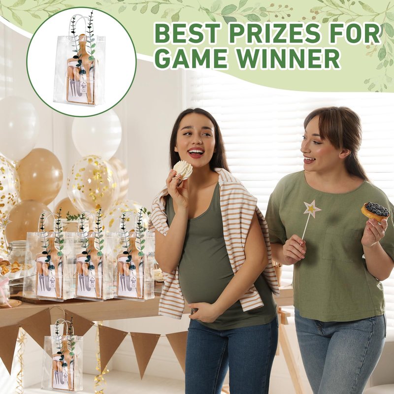 Baby Shower Prizes for Game Winners Bamboo Cheese Board Spoon Fork Butter Spreaders Plaid Towel Thank You Card and Gift Bags for Baby Shower Wedding Bridal Shower Favors (Bamboo, 1 Set)