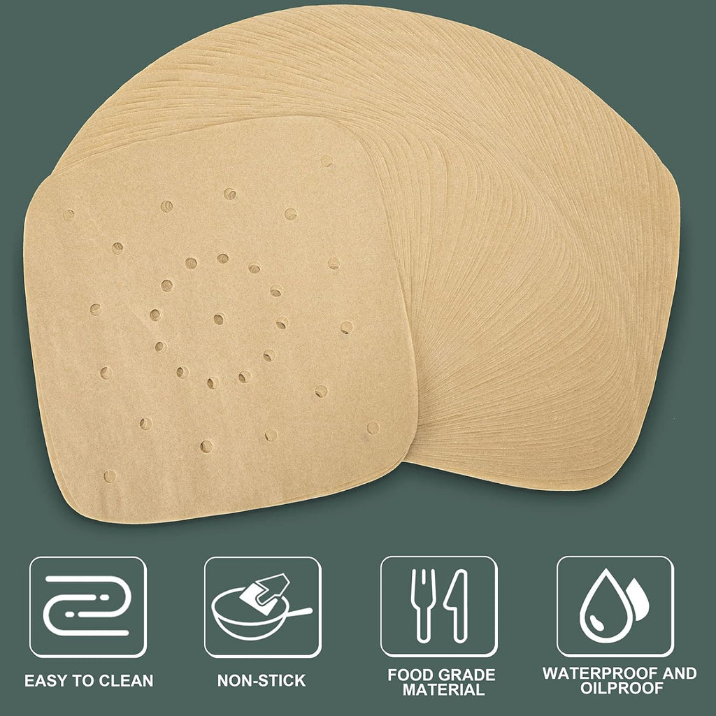 Skiennix Air Fryer Parchment Paper Liners - 200 Pcs, 8.5 Inch, Premium Perforated for Easy Cleanup