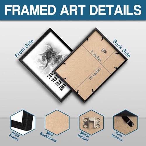 arteWOODS Funny Cat Bathroom Wall Art - Rustic Black Framed Print with Humorous Quotes | 8x10 Inch Decor