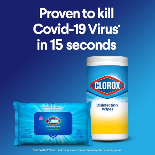 Clorox Disinfecting Wipes - Value Pack of 6 Canisters | Crisp Lemon & Fresh Scent, Easy Pull Seal