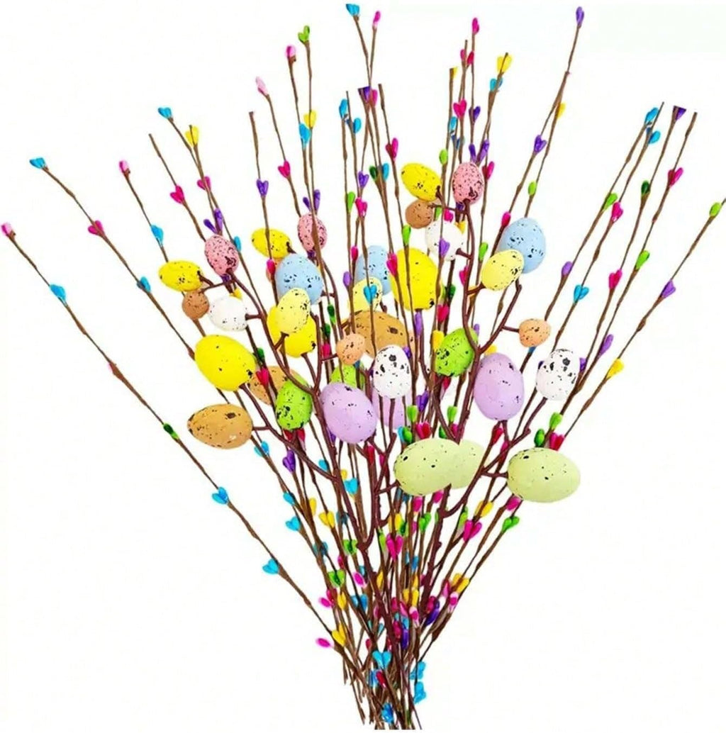 Skiennix 13PCS Artificial Easter Spray Vines - Pastel Egg & Berry Decor for Spring Floral Arrangements