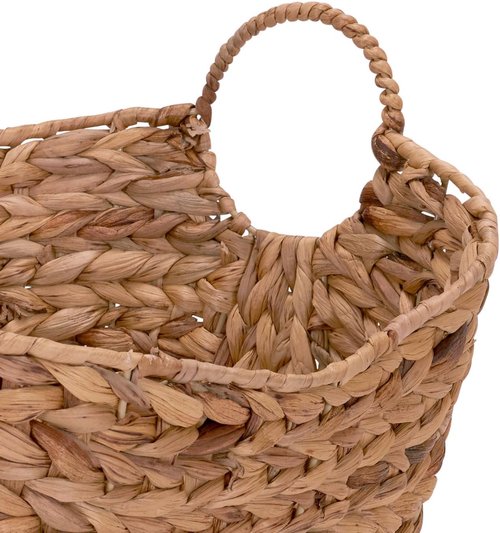 ML-4002 Tall Water Hyacinth Wicker Basket by Household Essentials - Natural Brown with Handles