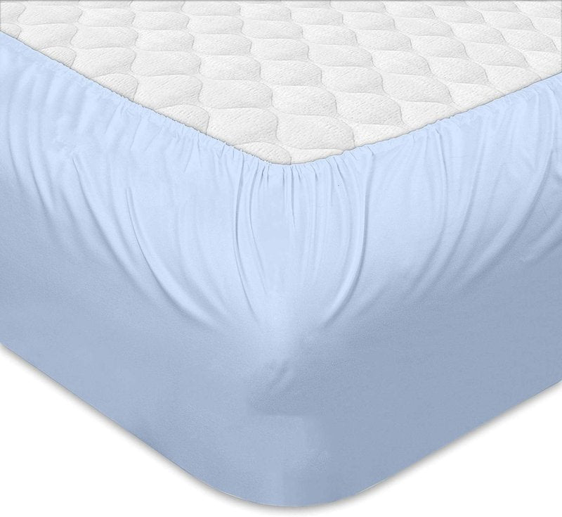 Pet-Mart Hotel Collection Twin Size 4-Piece Cotton Sheets - Extra Soft 100% Cotton, 10 Inch Deep Pocket, Breathable, 400 Thread Count, Light Blue Solid