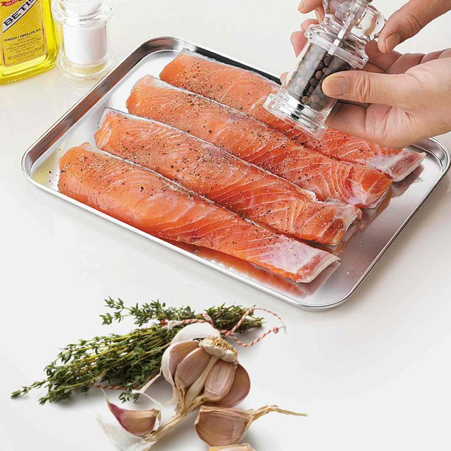 TeamFar Baking Sheet Set - 4-Piece Stainless Steel Cookie Tray Set | Non-Toxic, Rust-Free, Dishwasher Safe