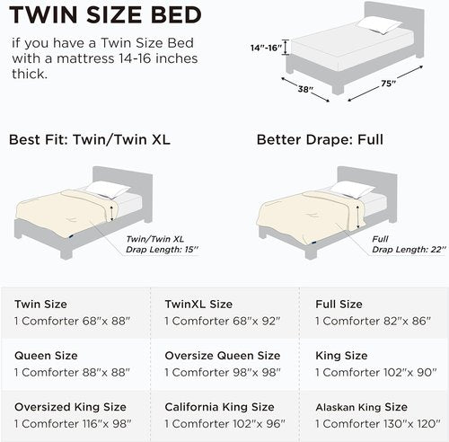 Bedsure Comforter Duvet Insert - All-Season Twin Size Quilted Down Alternative Bedding, Grey 88 x 68 Inches