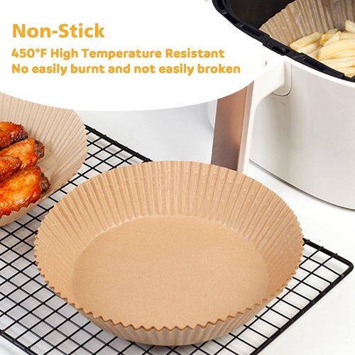 Ailun Air Fryer Paper Liners - 100PCS Non-Stick Parchment Paper for 5-8 QT Air Fryers | Oil Resistant & Disposable
