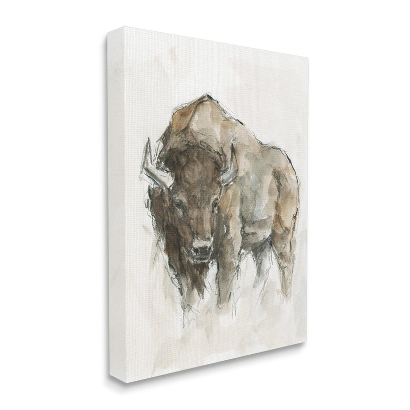 Stupell Industries 'Western American Buffalo', Canvas Art, 36 x 48 Inches, Easy to Hang and Sturdy, Made in USA, by Ethan Harper