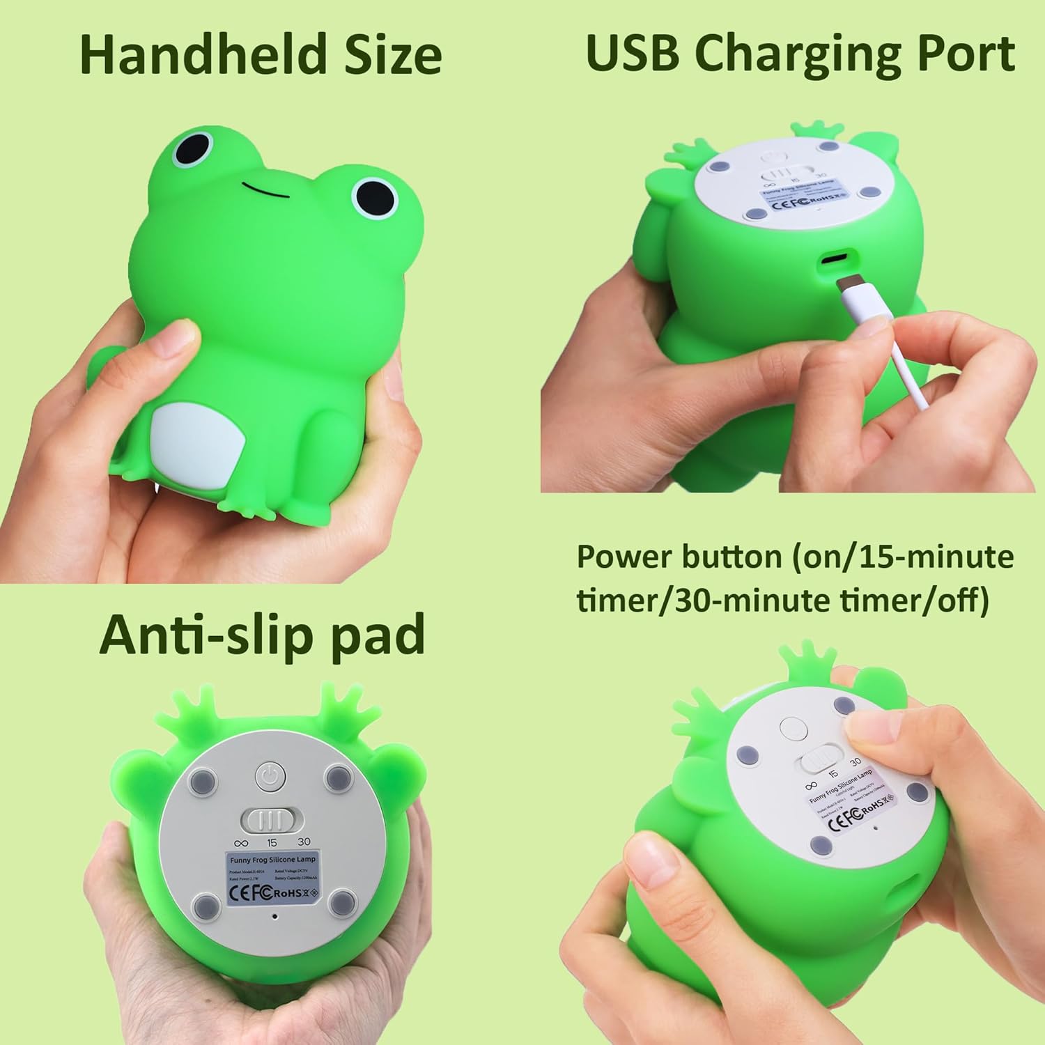 OkiyiD Frog Night Light - Rechargeable Dimmable Touch Control Bedside Lamp for Kids | Portable Nursery Gift