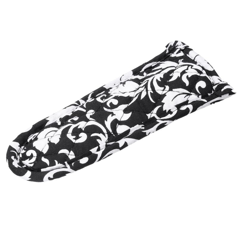 uxcell 4Pcs Pan Handle Sleeve, Pot Handle Covers Heat Resistant Iron Skillet Handle Covers for Kitchen Baking Cooking Supplies, Black White Flower 2.8 in x 7.5 in