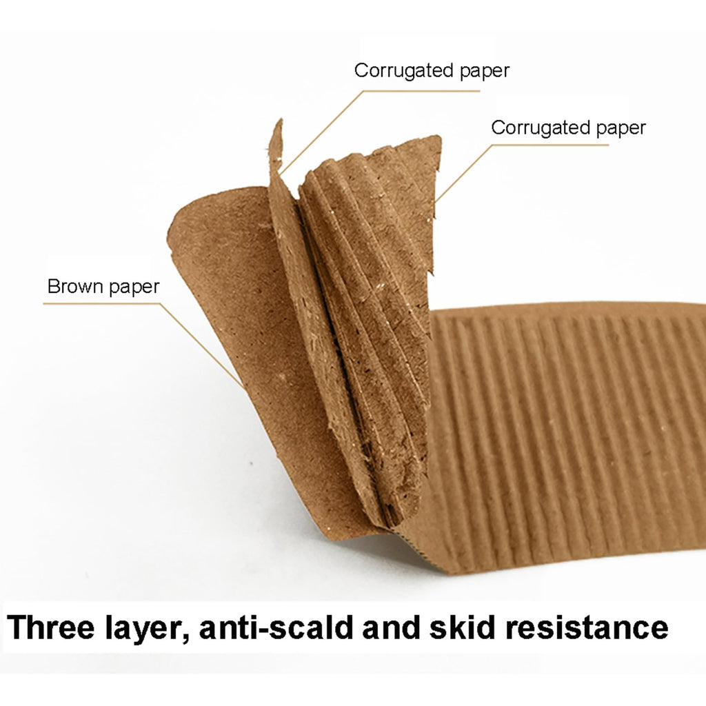 EchoDone 8 oz Disposable Coffee Cup Sleeves for Hot Drinks Paper Corrugated Cup Jackets 200 Count (Without Cups)